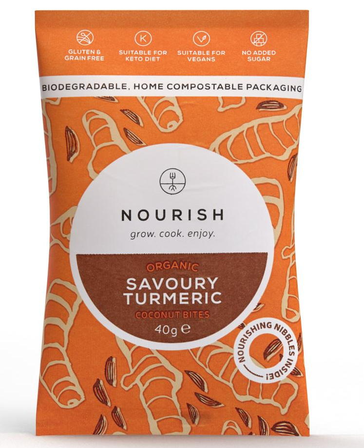 Nourish Organic Savoury Turmeric Coconut Bites 40g SINGLE