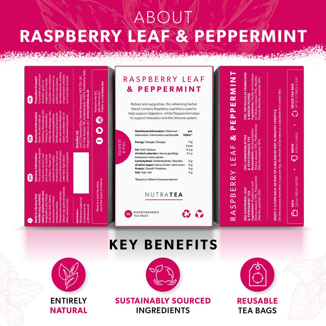 Nutratea Raspberry Leaf & Peppermint Tea Bags 20's
