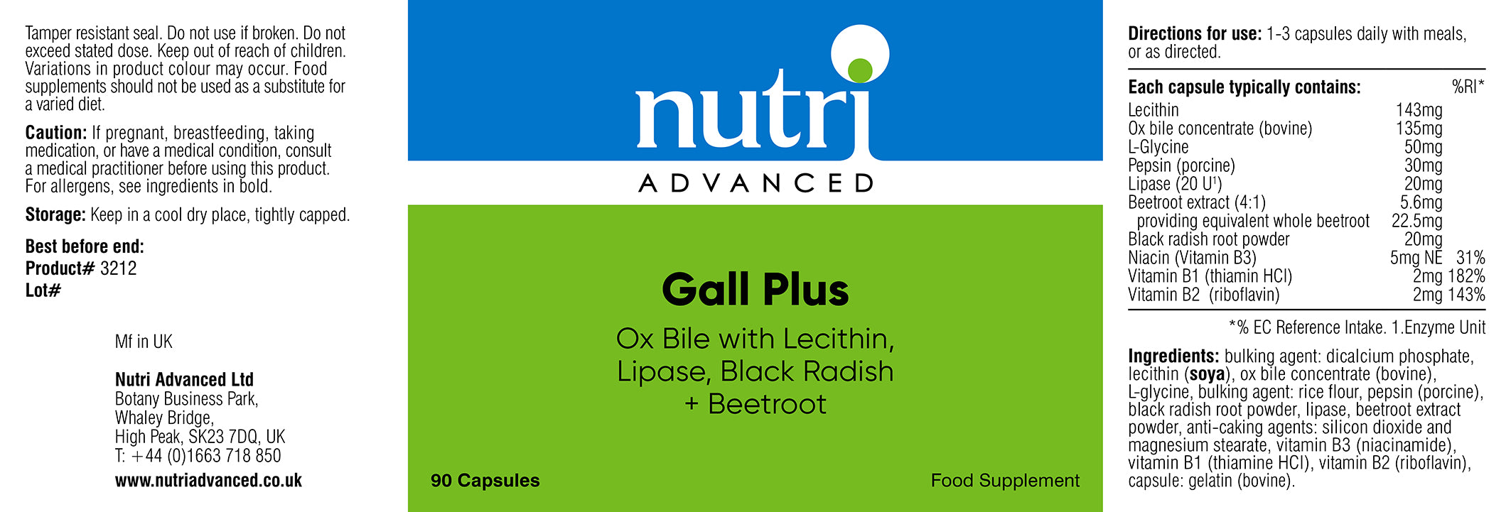 Nutri Advanced Gall Plus 90's