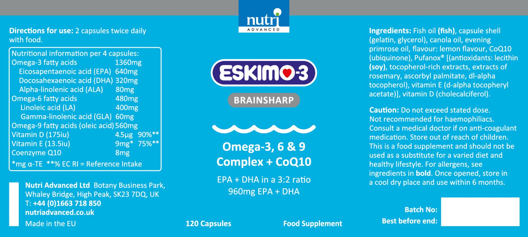 Nutri Advanced Eskimo-3 Brainsharp Capsules 120's