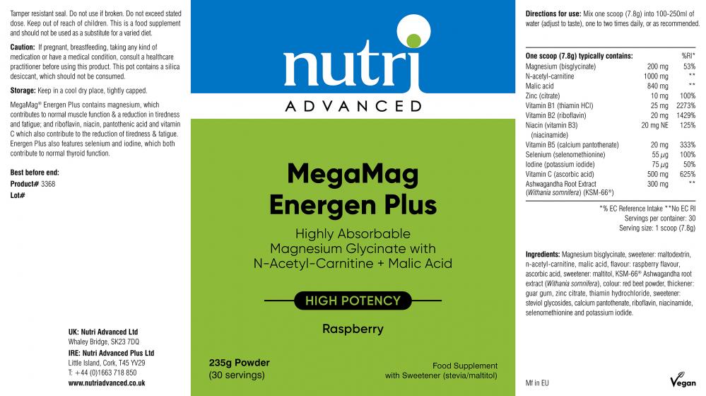 Nutri Advanced MegaMag Energen Plus Raspberry 235g