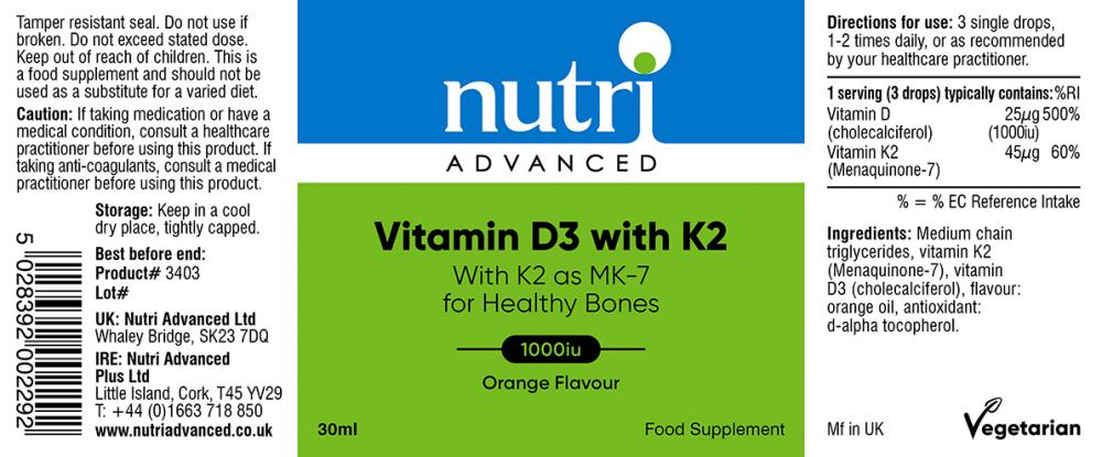 Nutri Advanced Vitamin D3 with K2 30ml