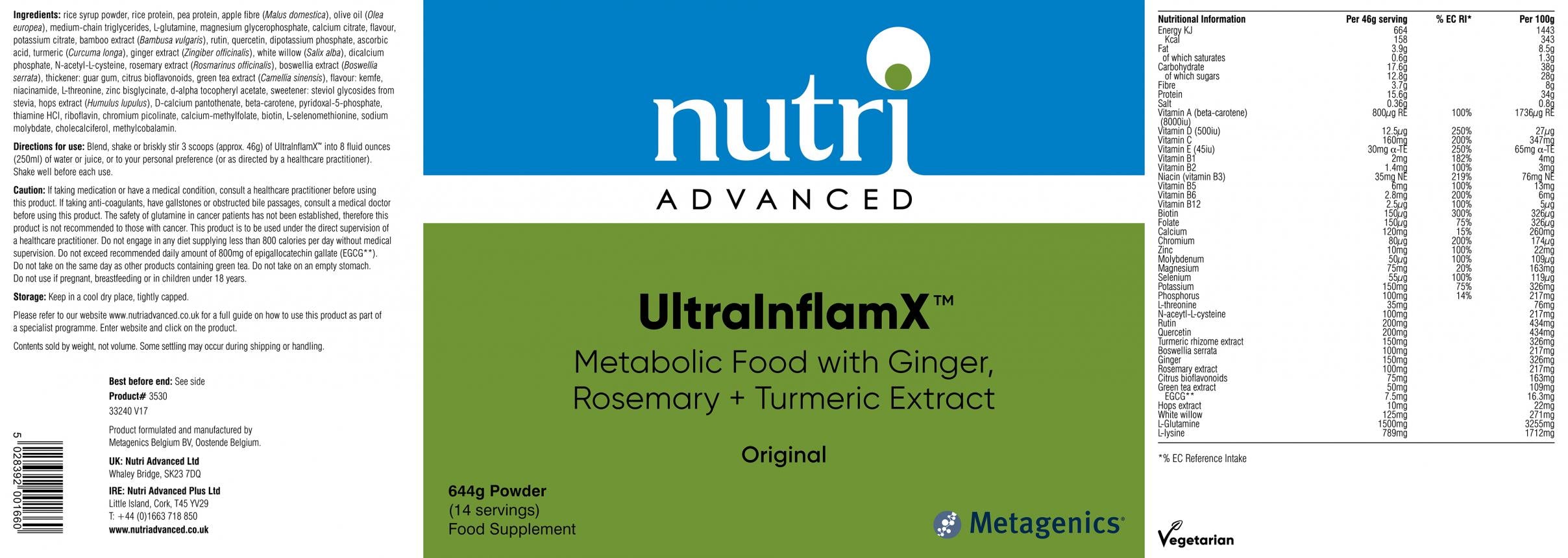 Nutri Advanced UltraInflamX Original 644g (14 servings)