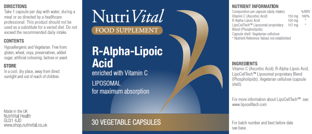 Nutrivital Liposomal R-Alpha-Lipoic Acid 30s