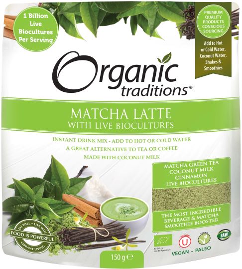 Organic Traditions Matcha Latte with Live BioCultures 150g