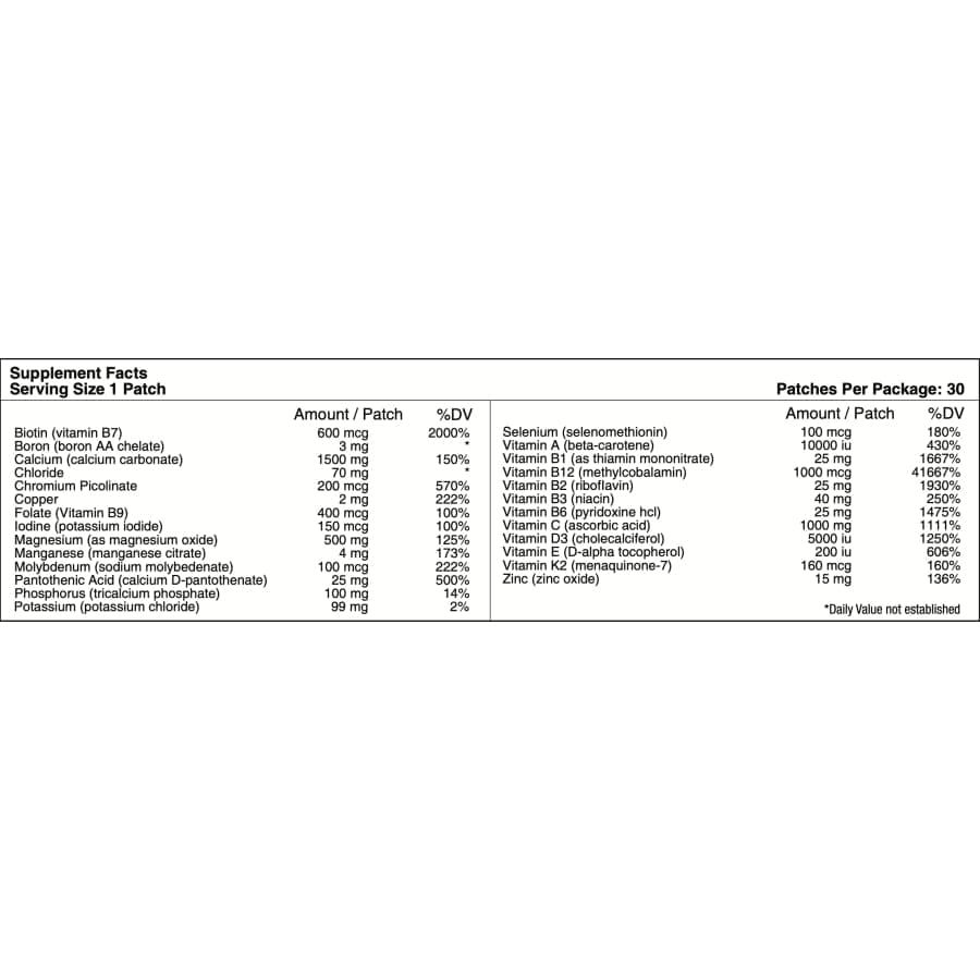 PatchAid MultiVitamin Patch without Iron 30's