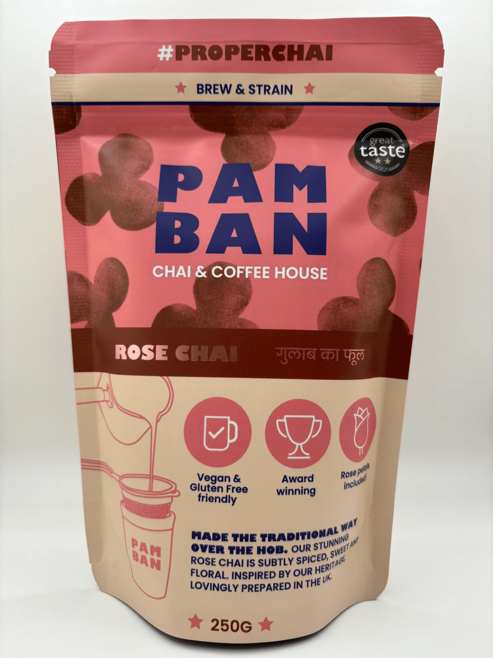 Pamban Chai & Coffee House Brew & Strain Rose Chai 250g