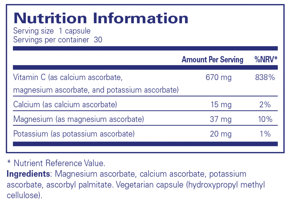 Pure Encapsulations Buffered Ascorbic Acid Capsules 30s