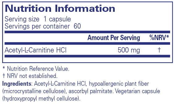 Pure Encapsulations Acetyl-L-Carnitine 500mg 60s