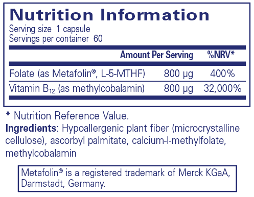 Pure Encapsulations B12 Folate 60's