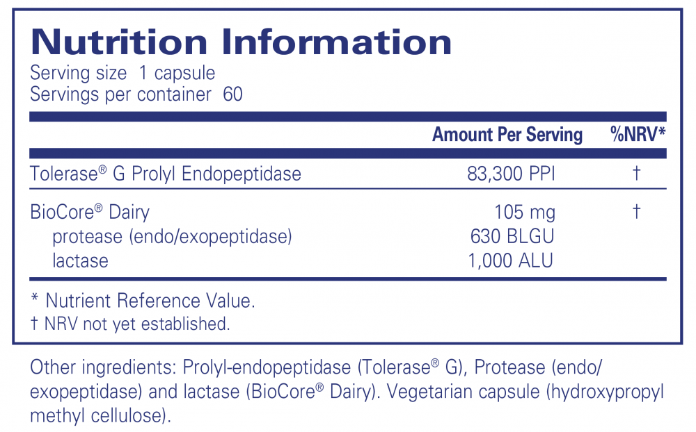 Pure Encapsulations Gluten Dairy Enzymes 60s