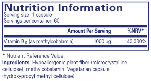 Pure Encapsulations B12 (Methylcobalamin) 60's