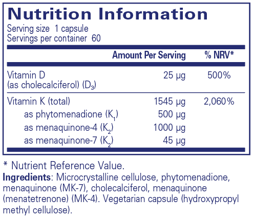 Pure Encapsulations Vitamin K with D3 60's