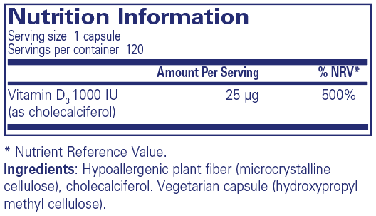 Pure Encapsulations Vitamin D3 1000 IU 120's