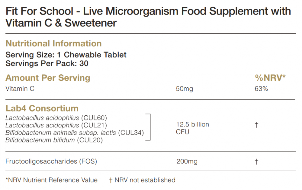 Proven Probiotics Fit for School Chewable Tablets 30's