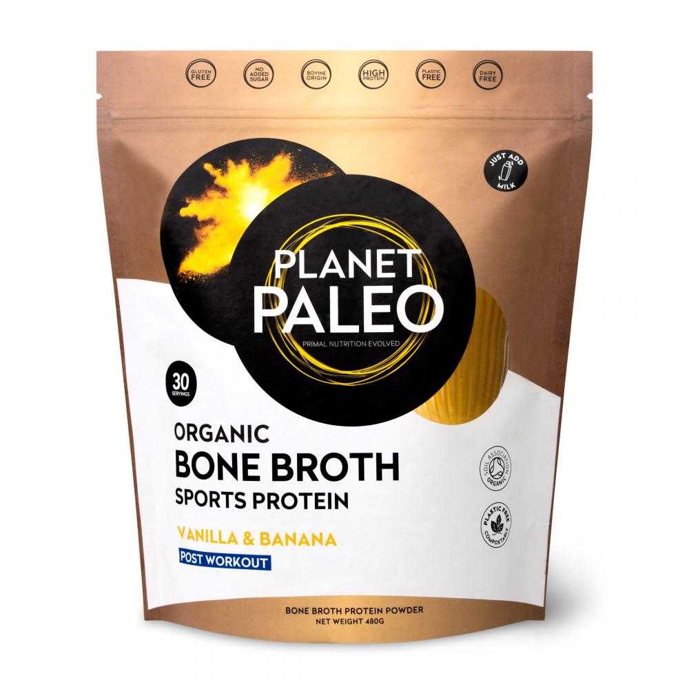 Planet Paleo Organic Bone Broth Sports Protein Vanilla & Banana 480g