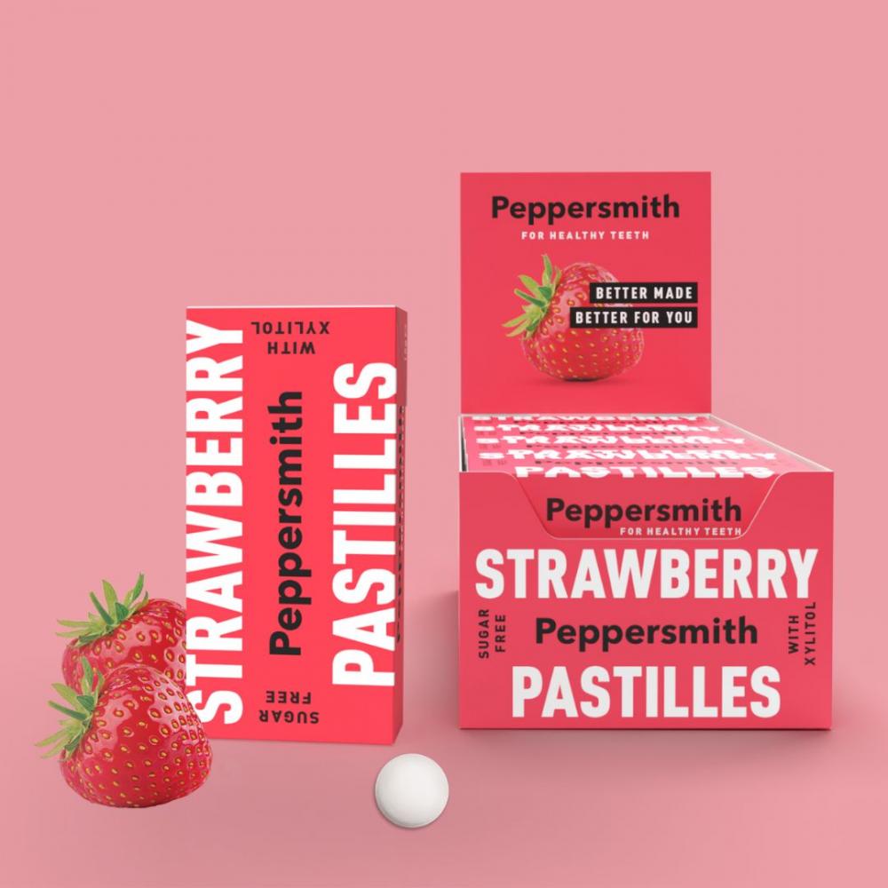 Peppersmith Strawberry Pastilles 12 x 15g CASE