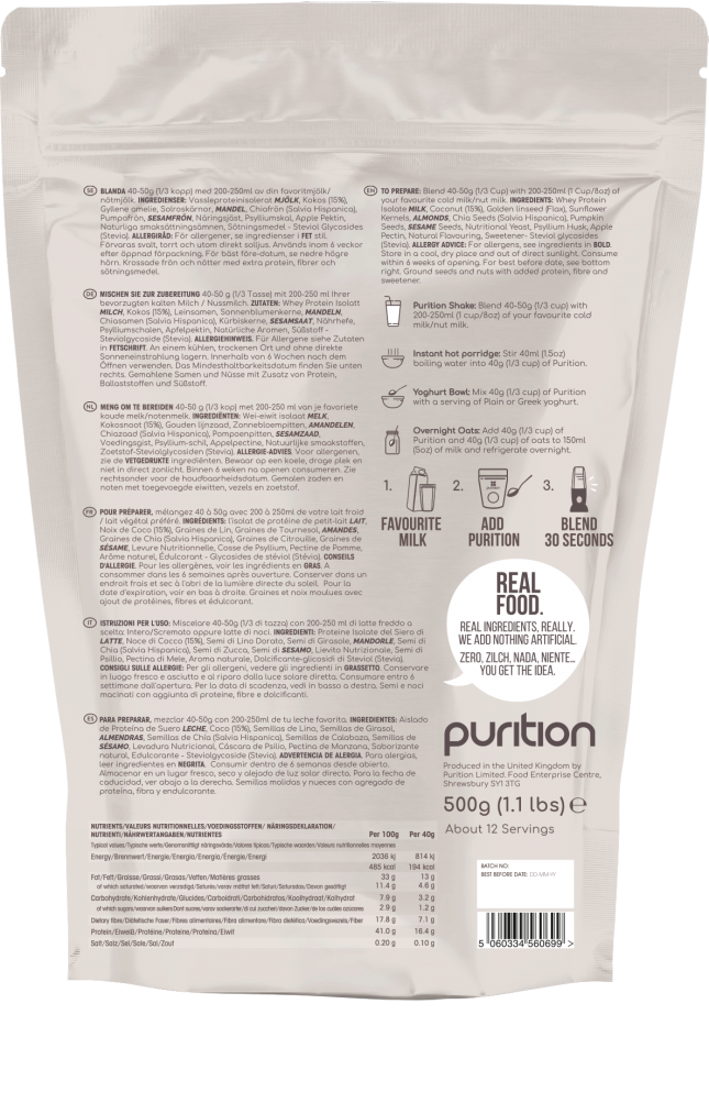 Purition Wholefood Nutrition With Coconut 500g