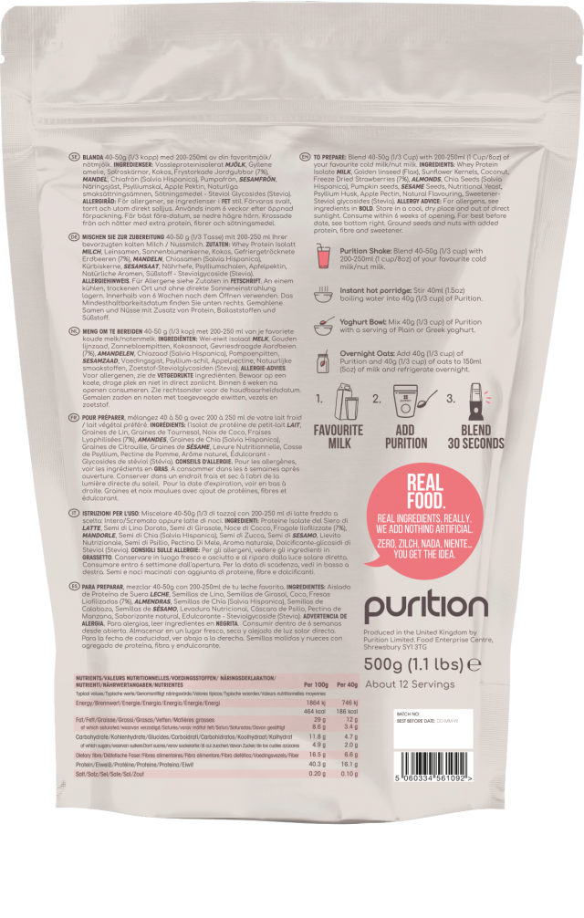 Purition Wholefood Nutrition Strawberry 500g