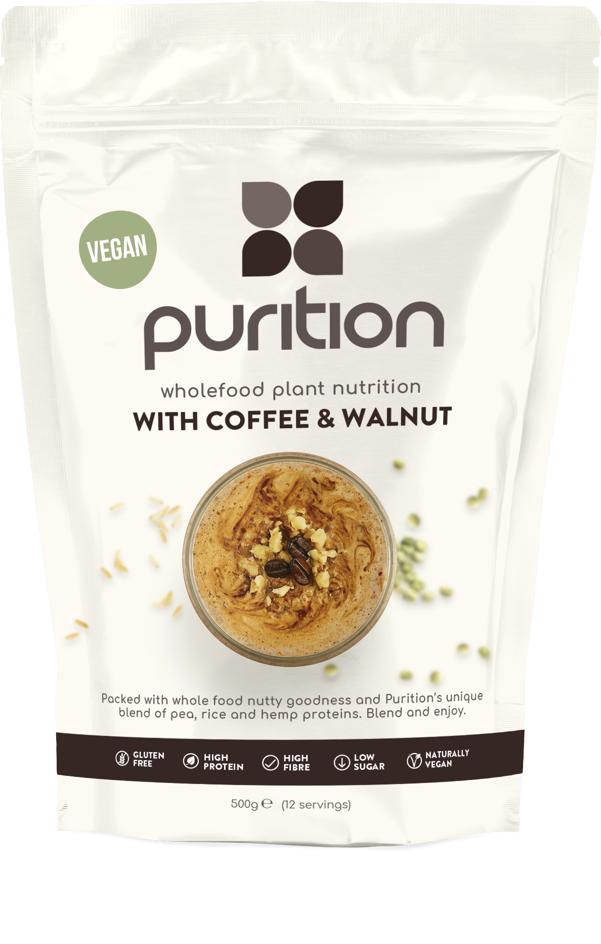 Purition VEGAN Wholefood Plant Nutrition With Coffee & Walnut 500g