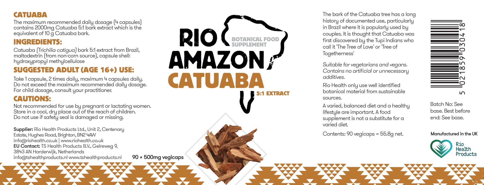 Rio Amazon Catuaba 5:1 Extract 500mg 90's