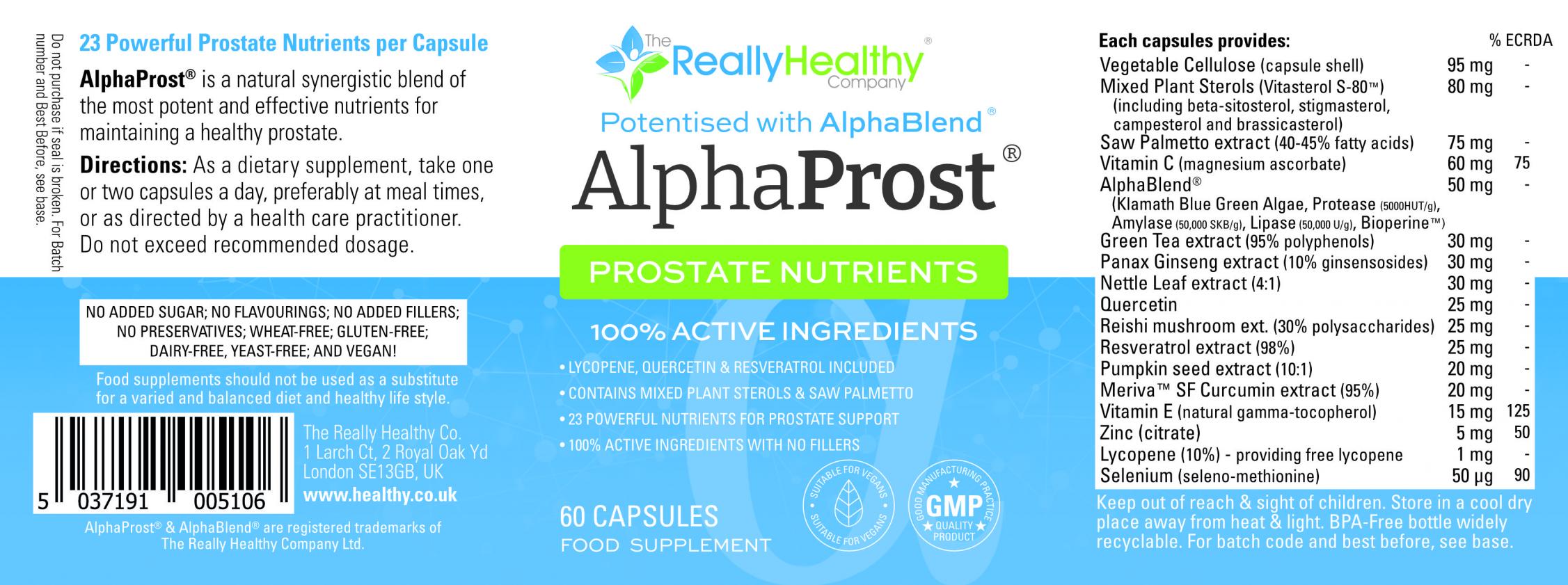 The Really Healthy Company AlphaProst Prostate Nutrients 60's