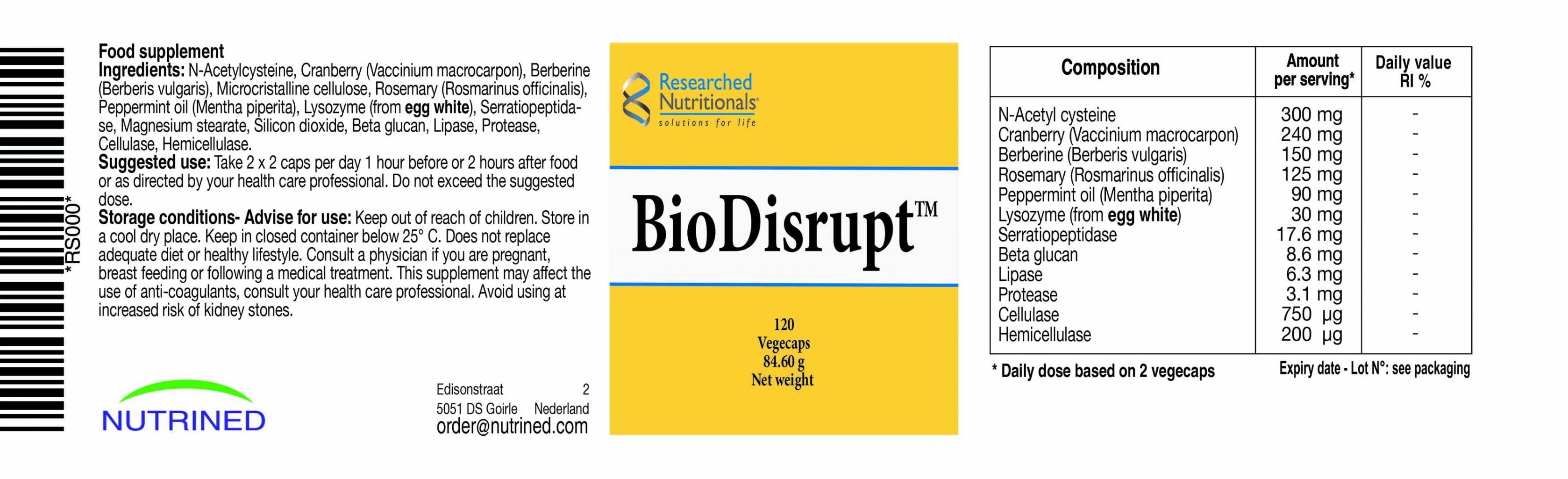 Researched Nutritionals BioDisrupt 120's