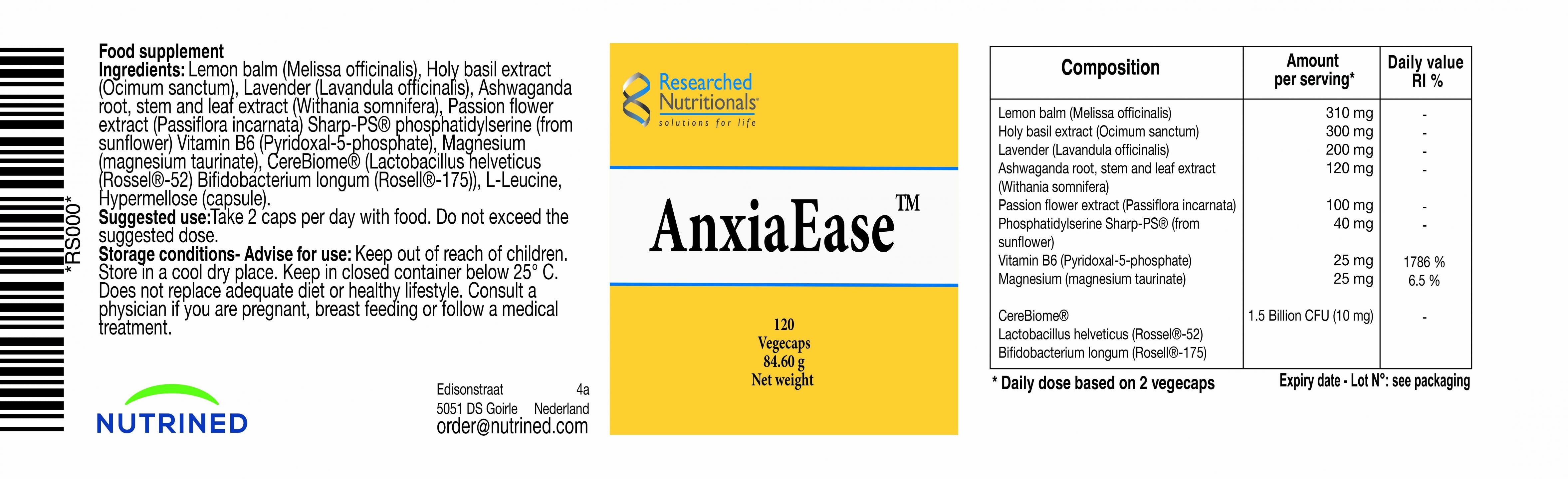 Researched Nutritionals AnxiaEase 120's