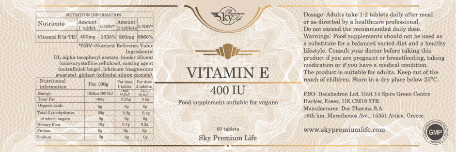 Sky Premium Life Vitamin E 400IU 60's