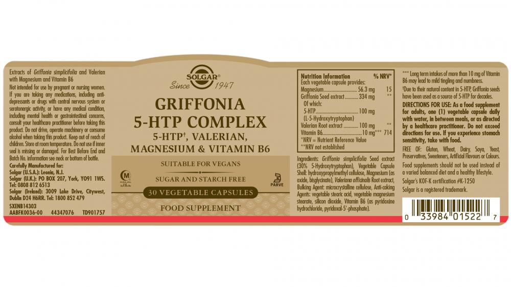 Solgar Griffonia 5-HTP Complex 30s