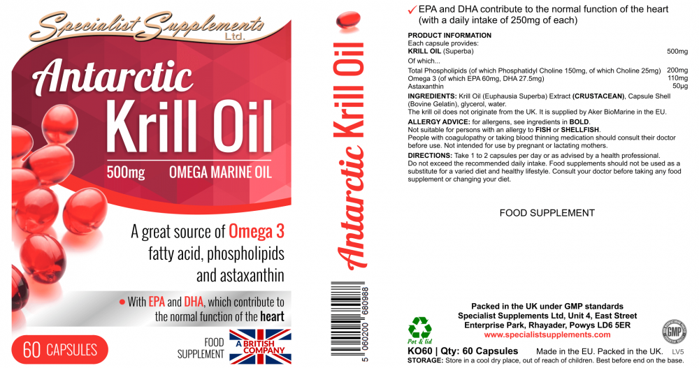 Specialist Supplements Antarctic Krill Oil 500mg