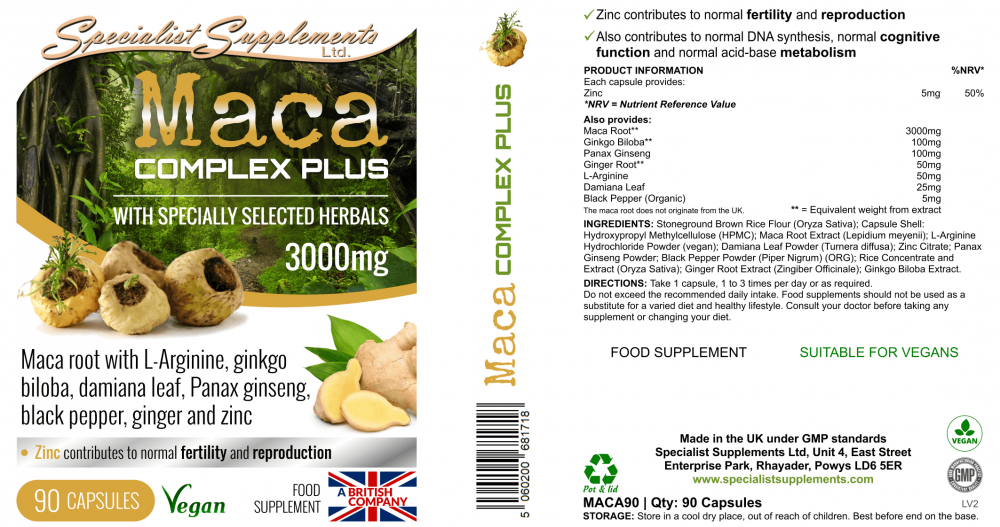 Specialist Supplements Maca Complex Plus 90's