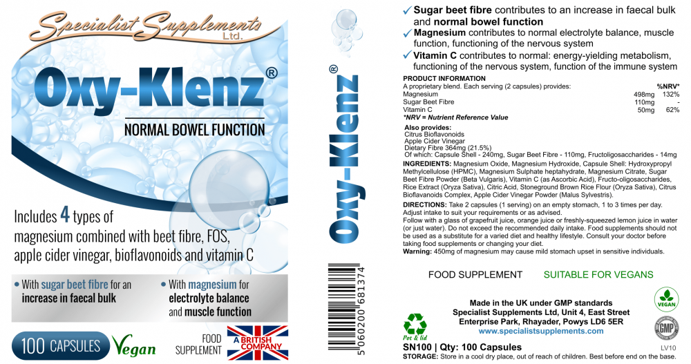 Specialist Supplements Oxy-Klenz 100's