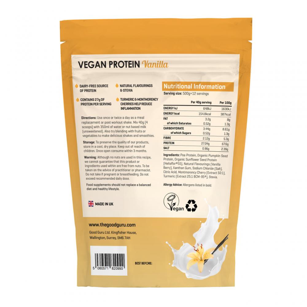 the Good guru Vegan Protein Vanilla 500g