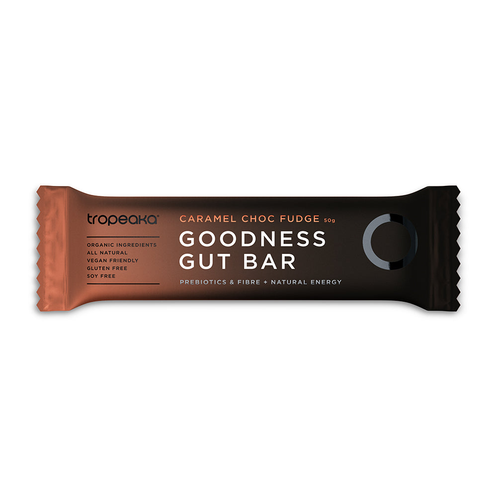 Tropeaka Goodness Gut Bar Caramel Choc Fudge 50g SINGLE