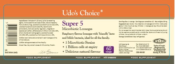 Udo's Choice Super 5 Microbiotic Lozenges For All The Family 60s