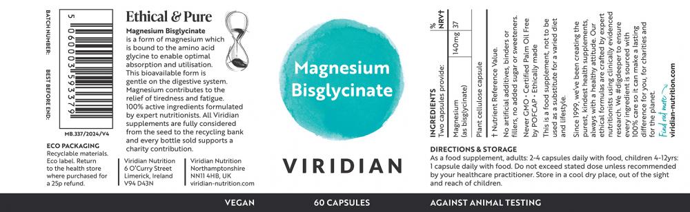 Viridian Magnesium Bisglycinate 60s