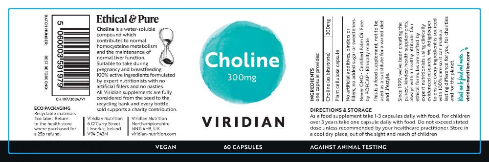 Viridian Choline 300mg 60s