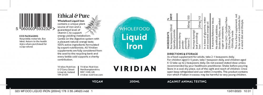 Viridian Wholefood Liquid Iron 200ml