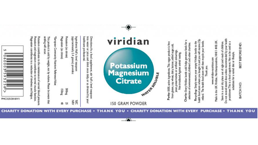 Viridian Potassium & Magnesium Powder 150g