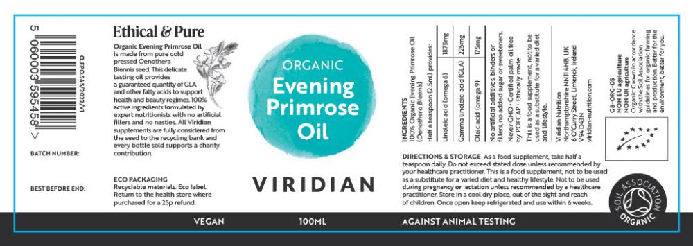 Viridian Organic Evening Primrose Oil 100ml