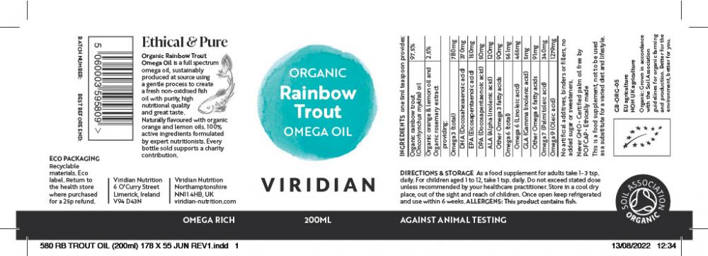 Viridian Organic Rainbow Trout Omega Oil 200ml