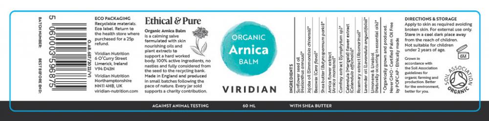 Viridian Organic Arnica Balm 60ml