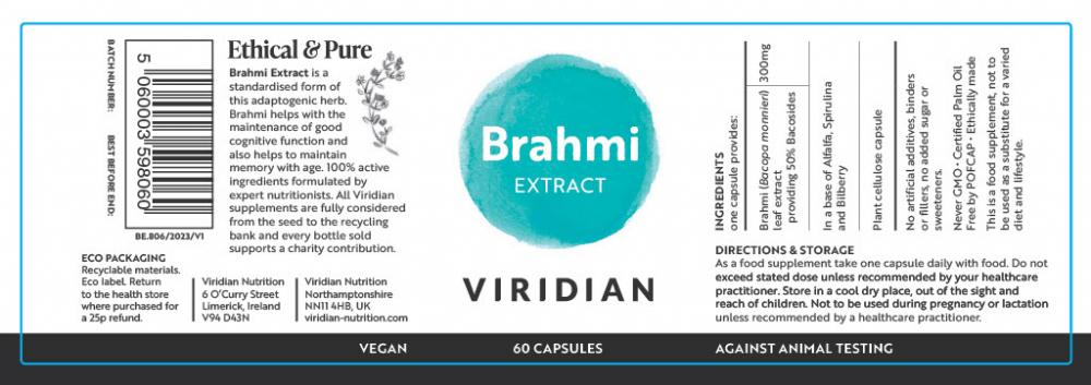 Viridian Brahmi Extract 60's