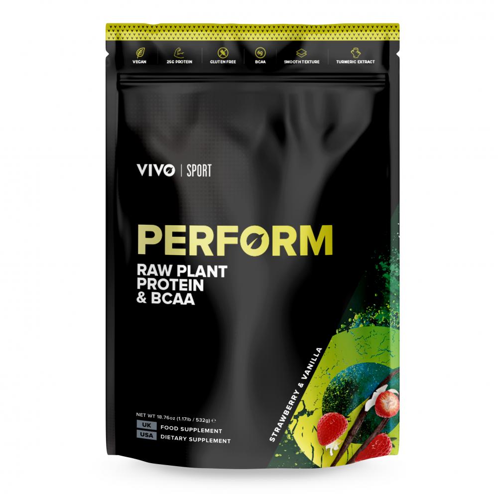 Vivo Life Perform Raw Plant Protein & BCAA Strawberry & Vanilla 532g