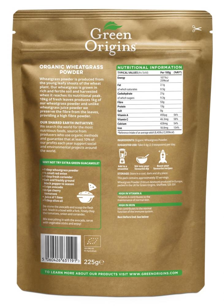 Green Origins Organic Wheatgrass Powder 225g