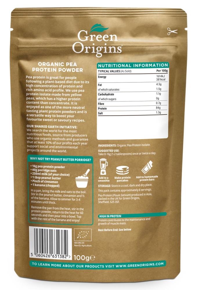 Green Origins Organic Pea Protein Powder 100g