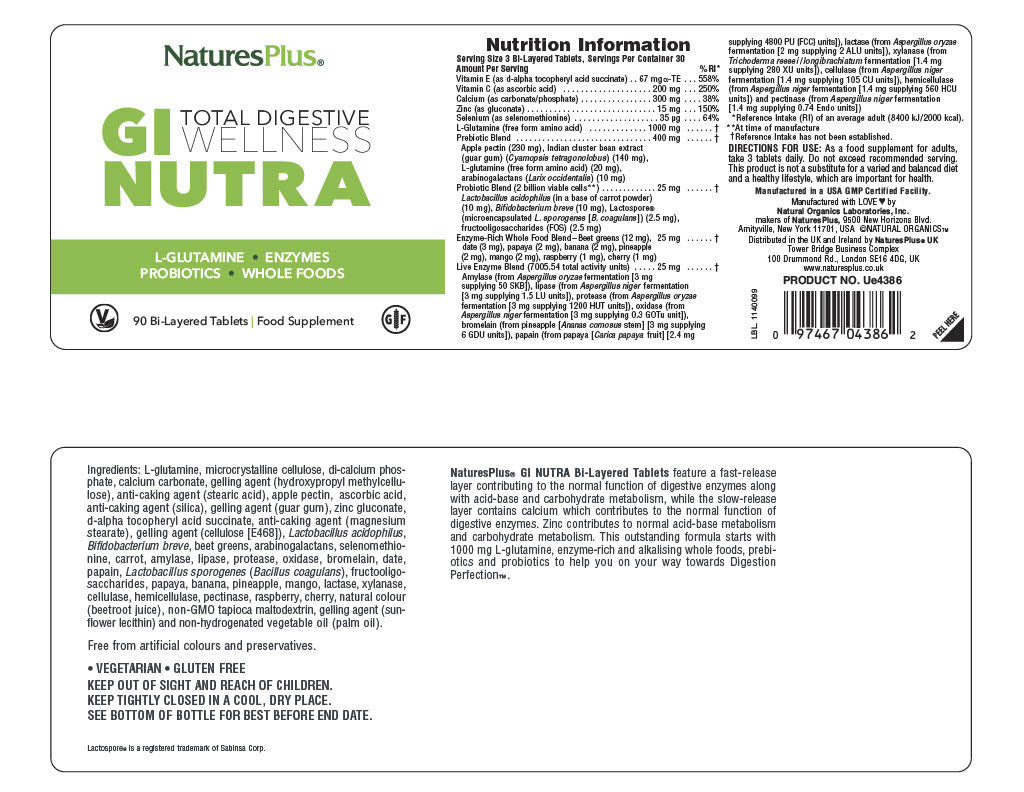 Nature's Plus GI Nutra Total Digestive Wellness 90's
