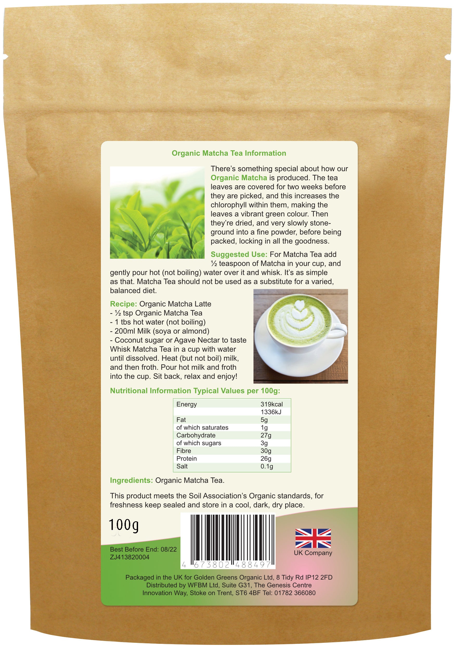 Golden Greens (Greens Organic) Organic Matcha Tea 100g