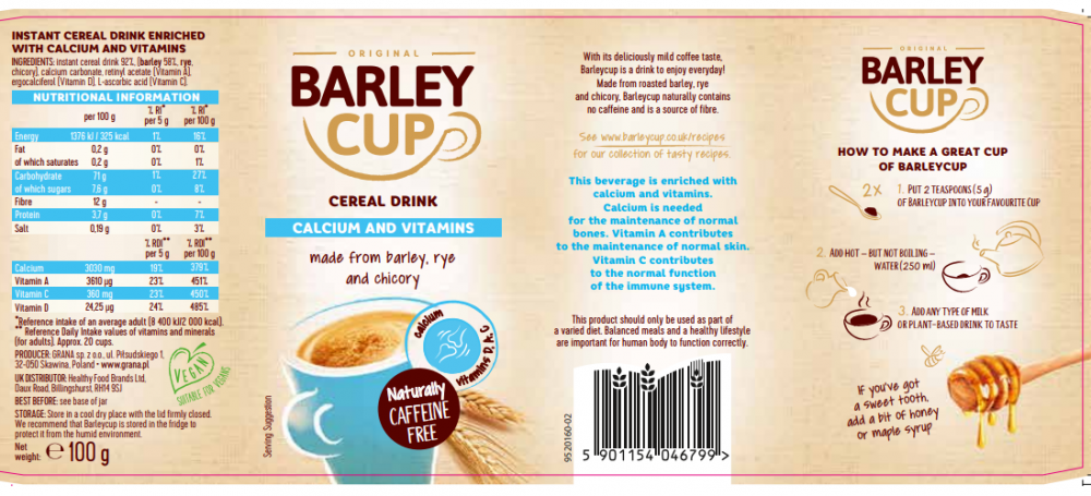 Barley Cup Cereal Drink Calcium and Vitamins 100g